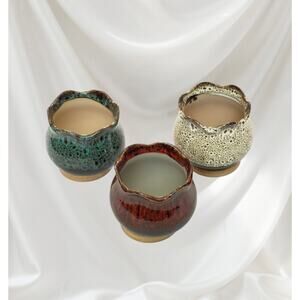 Set of 3 Cute Ceramic Succulent Garden Pots New